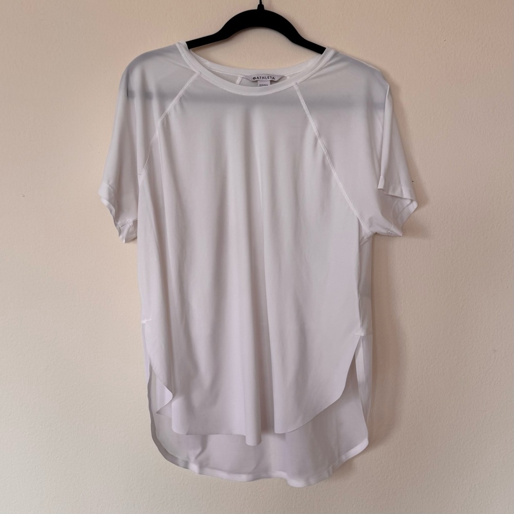 Athleta Size L Ultimate Craft Tshirt White Short Sleeve Mesh Ventilation